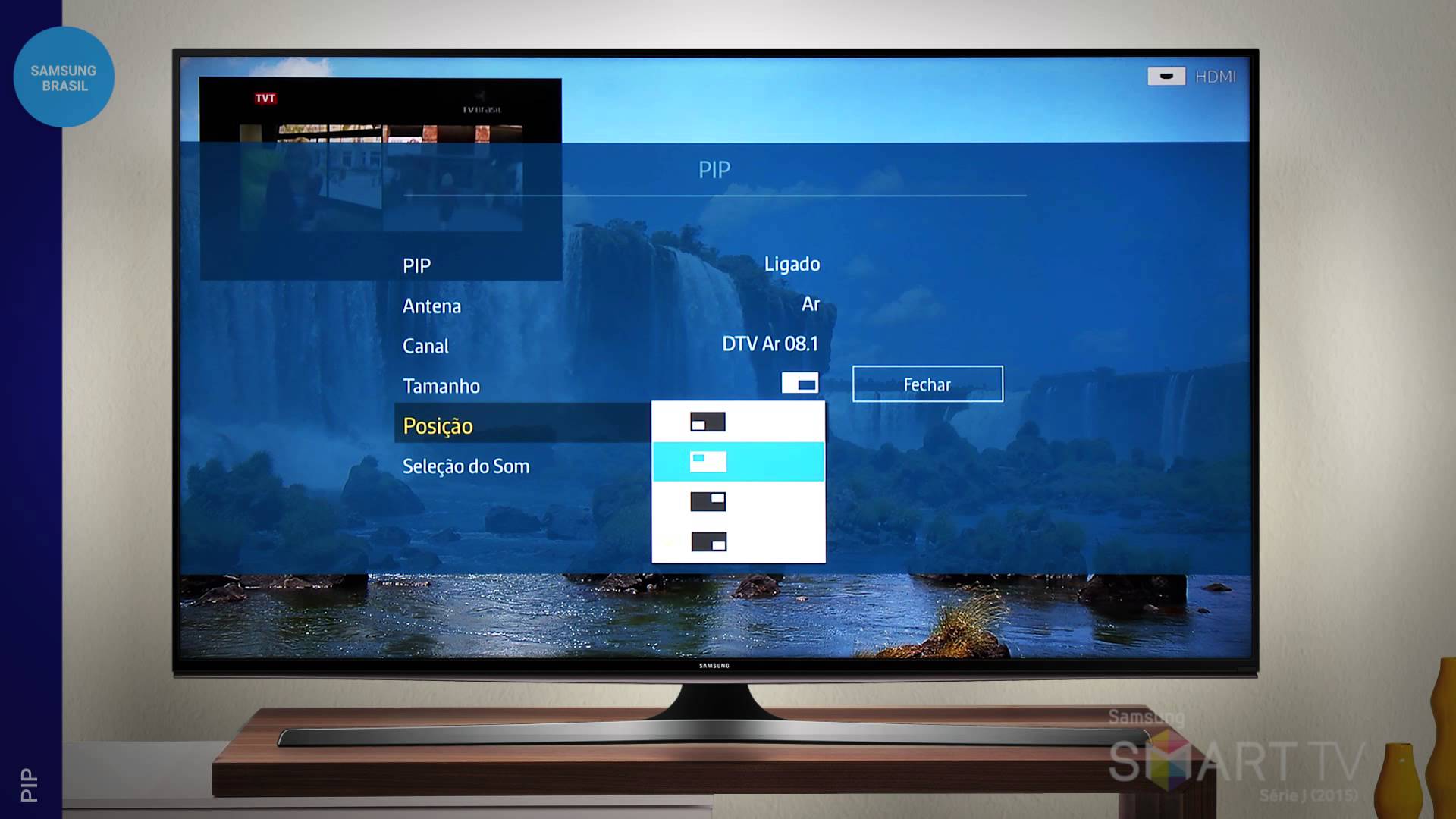 Como usar a função PIP Samsung Smart TV Série J (2015)
