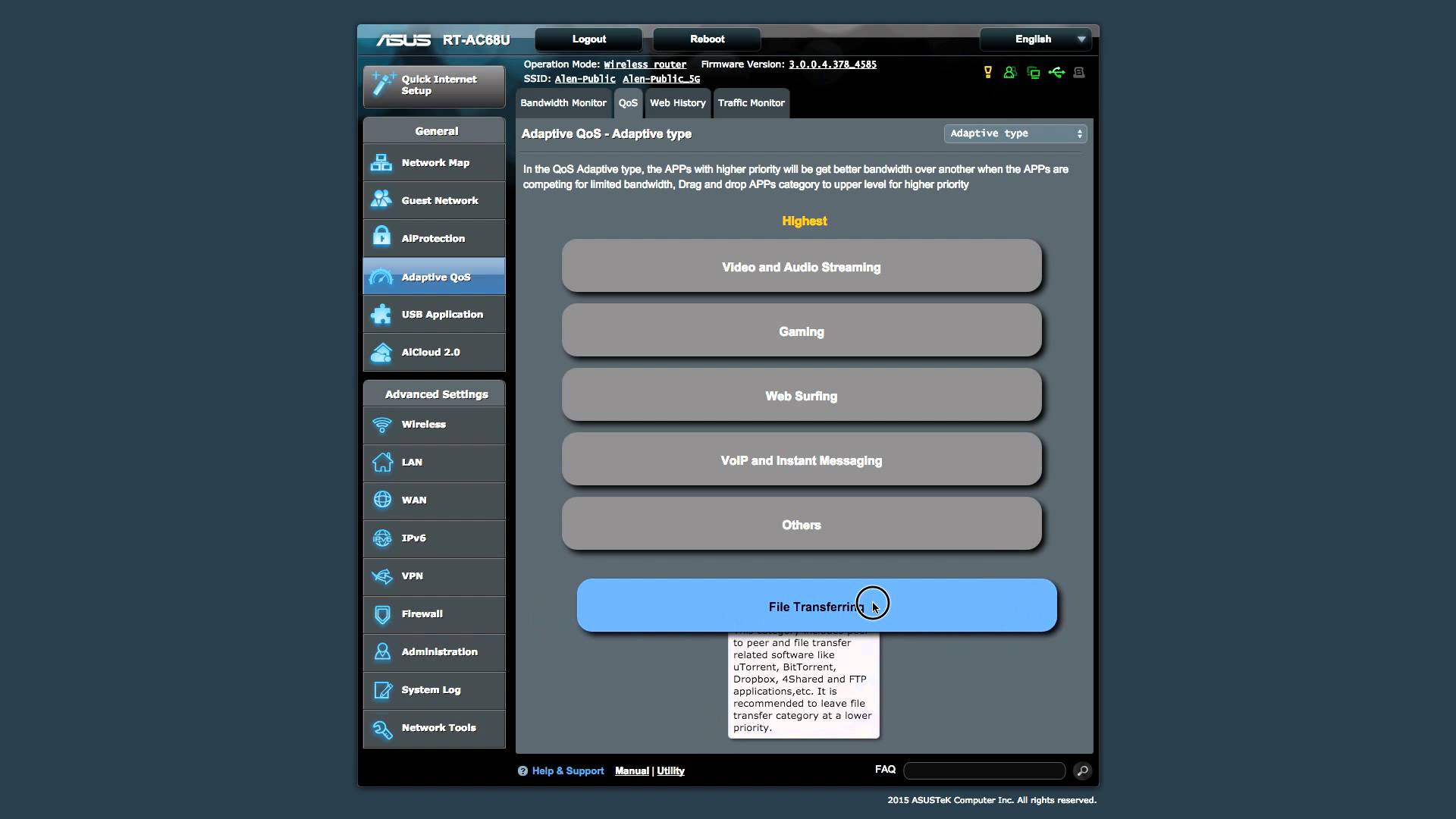 ASUSWRT Adaptive QoS Intelligent BandwidthSharing ASUS