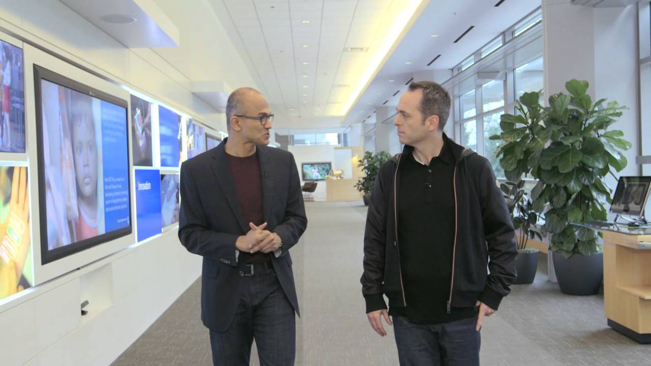 First interview. Microsoft owner. Linux Satia Nadella. Satya Paul Design Studio.