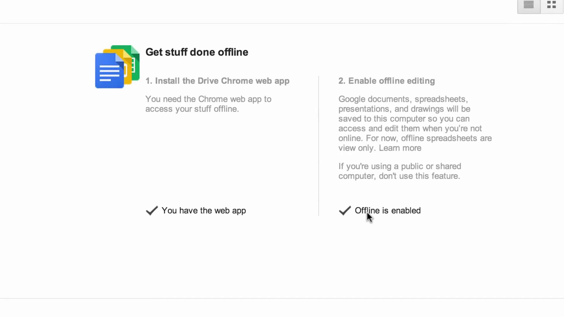Google drive offline