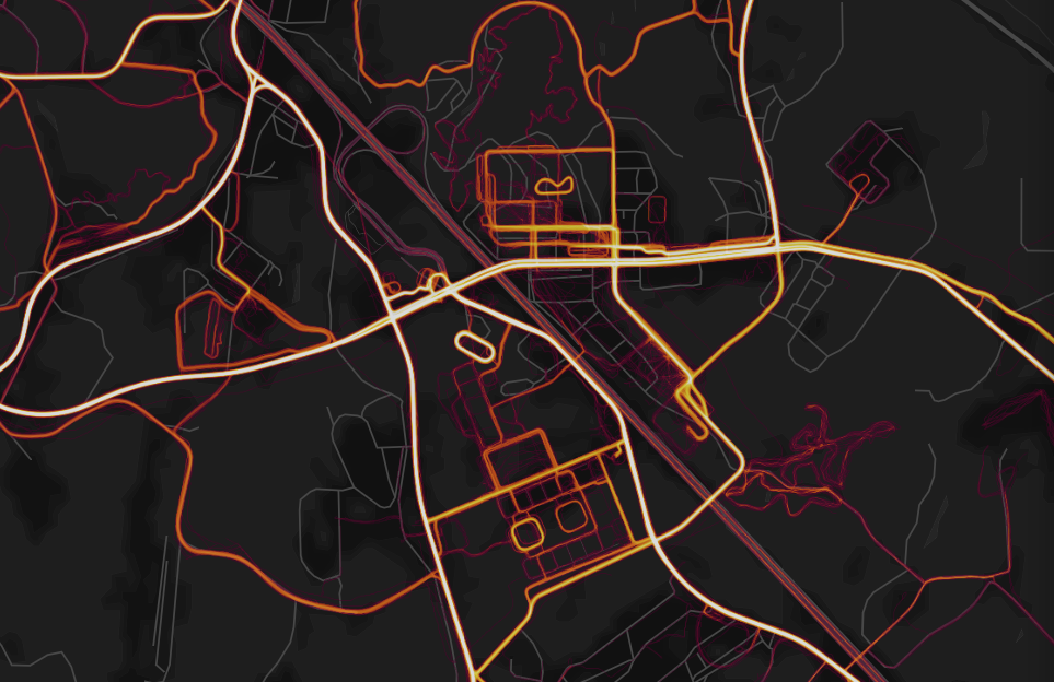 A heat map that reveals location of military bases.